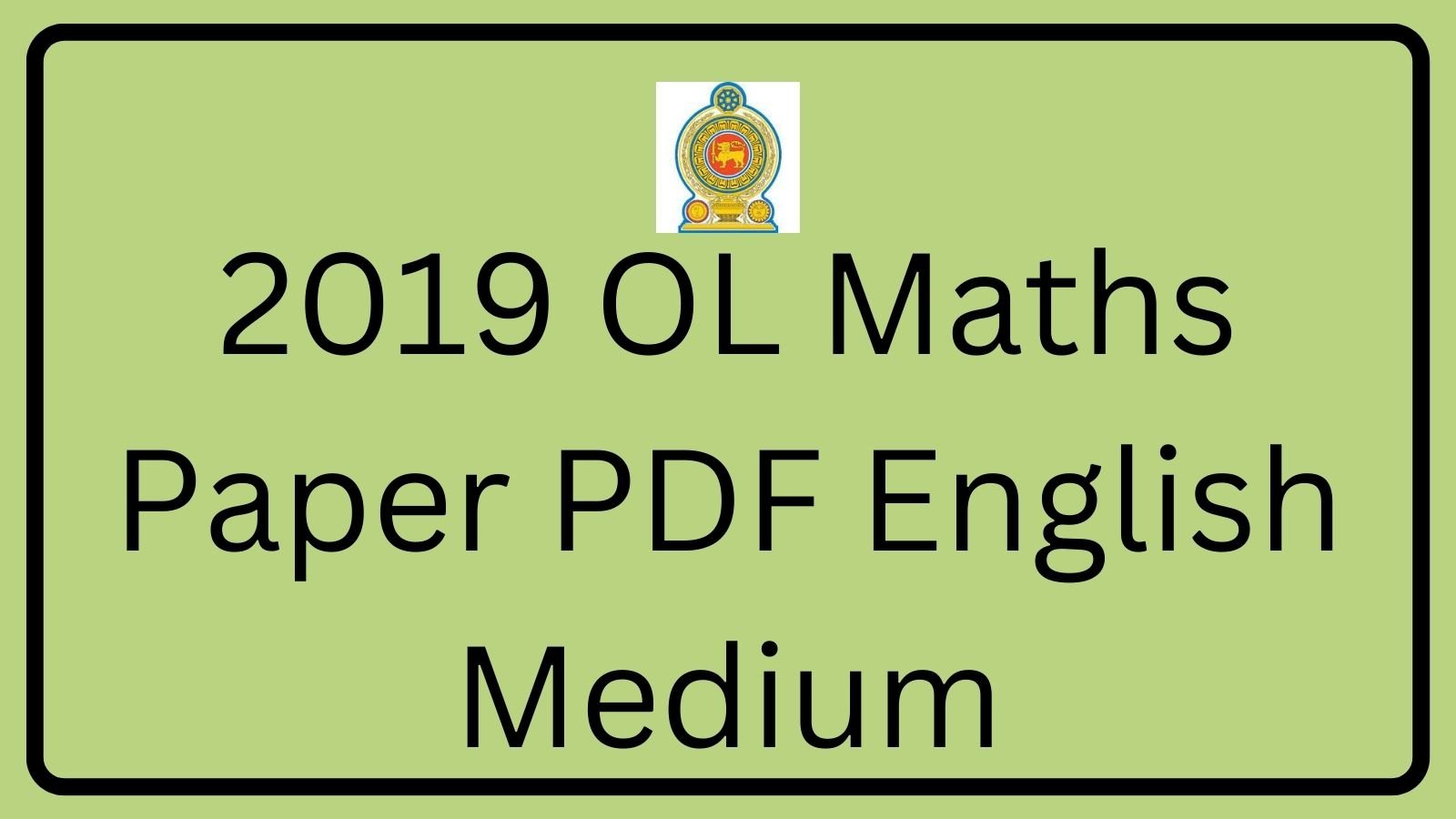 2019 OL Maths Paper PDF English Medium