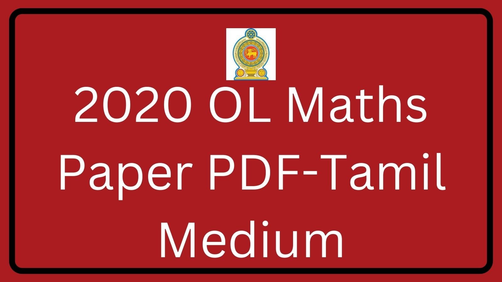 2020 OL Maths Paper PDF-Tamil Medium