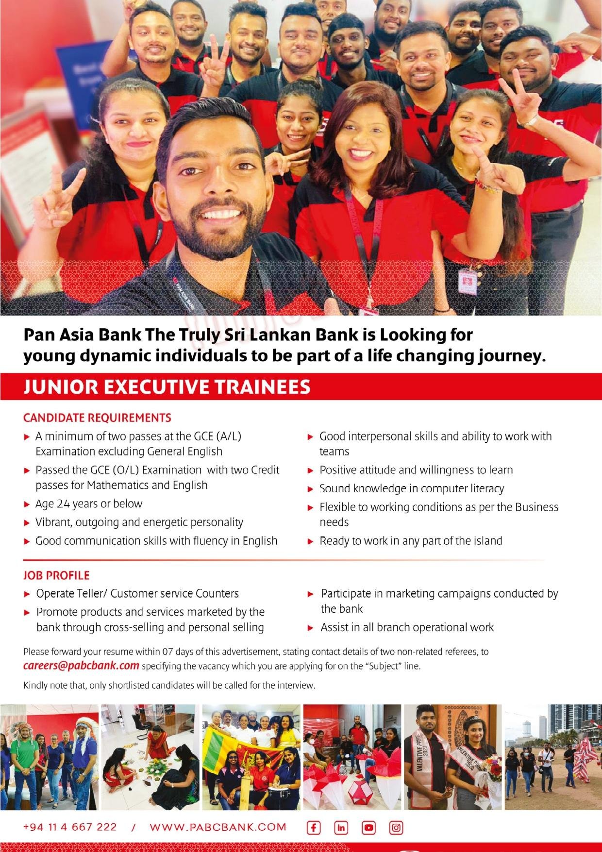 Pan Asia Bank Colombo Vacancies 2024